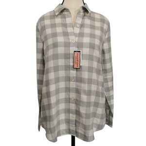 NWT Vineyard Vines Flannel Minnow Grey Buffalo Check Button Down - Sz 0